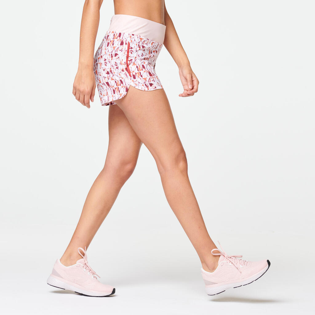 Laufshorts Damen - Dry braun mit Print 