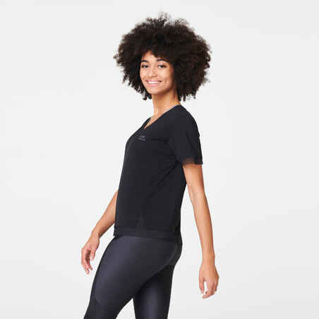 Women's Running Breathable Short-Sleeved T-shirt Feel - black 