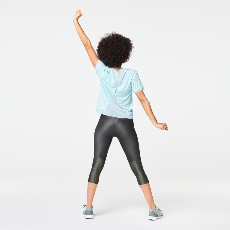 Dámské běžecké prodyšné 3/4 legíny Dry+ Feel khaki 