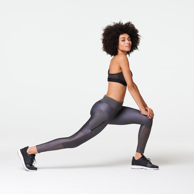 Legging long running respirant femme - Dry+ Feel gris