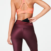 Women's breathable short running leggings Dry+ Feel - burgundy