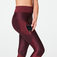 Women's breathable short running leggings Dry+ Feel - burgundy