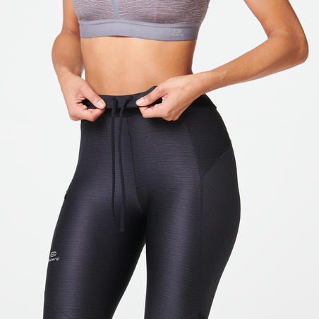 Тайтсы для бега длинные женские черные RUN PLUS FEEL