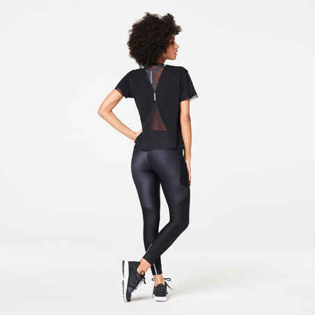 Women's breathable long running leggings Dry+Feel - black