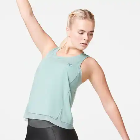 Women's breathable running tank top Feel - green/grey