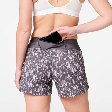 Women's printed running shorts Dry - anthracite