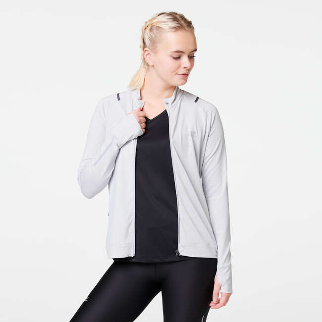 KALENJI WOMEN'S RUN DRY RUNNING JACKET GREY Decathlon