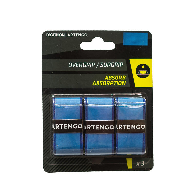 SURGRIP DE TENNIS ARTENGO ABSORBANT BLEU LOT DE 3