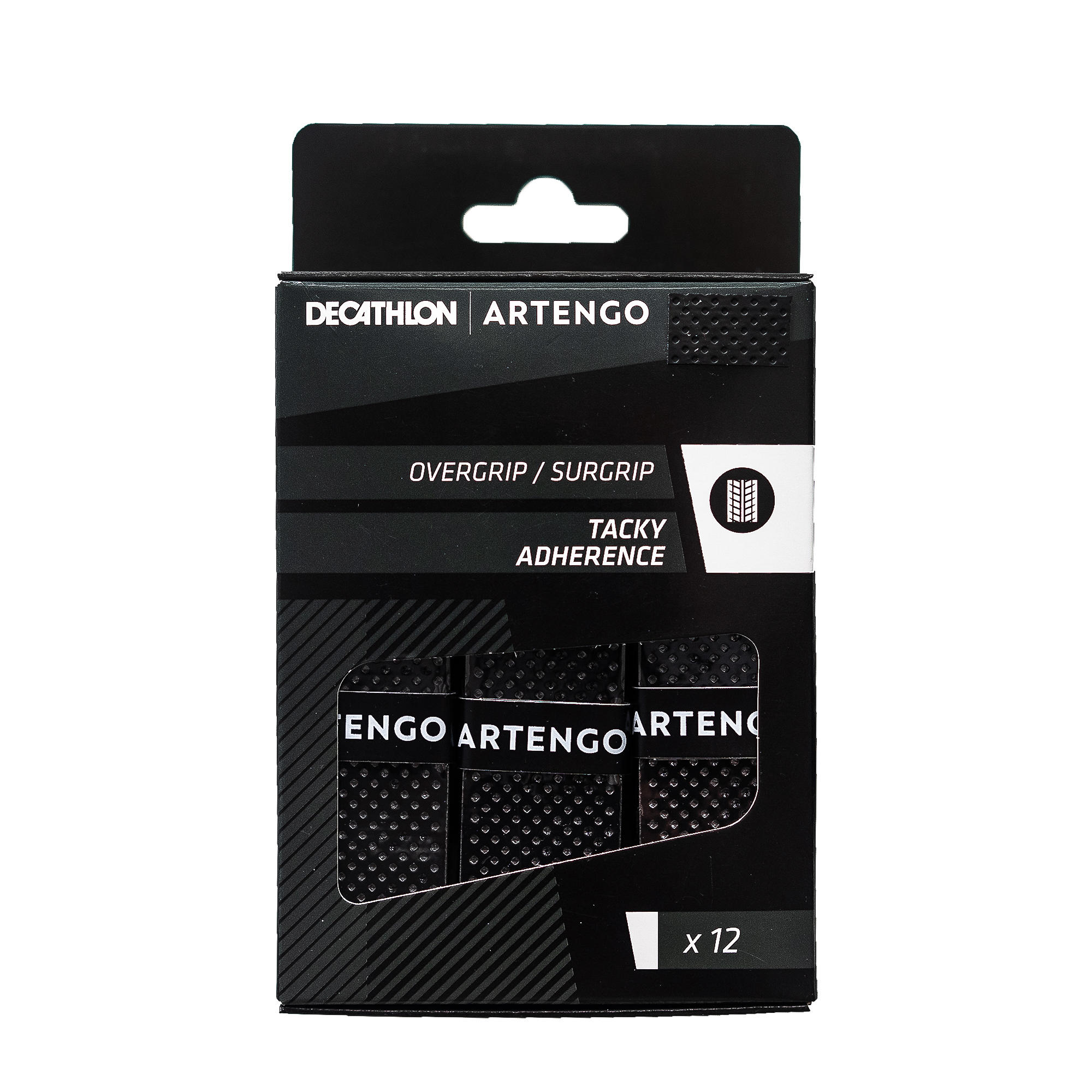 Tennis Racket Overgrip Tacky Black x12 DecathlonB2B