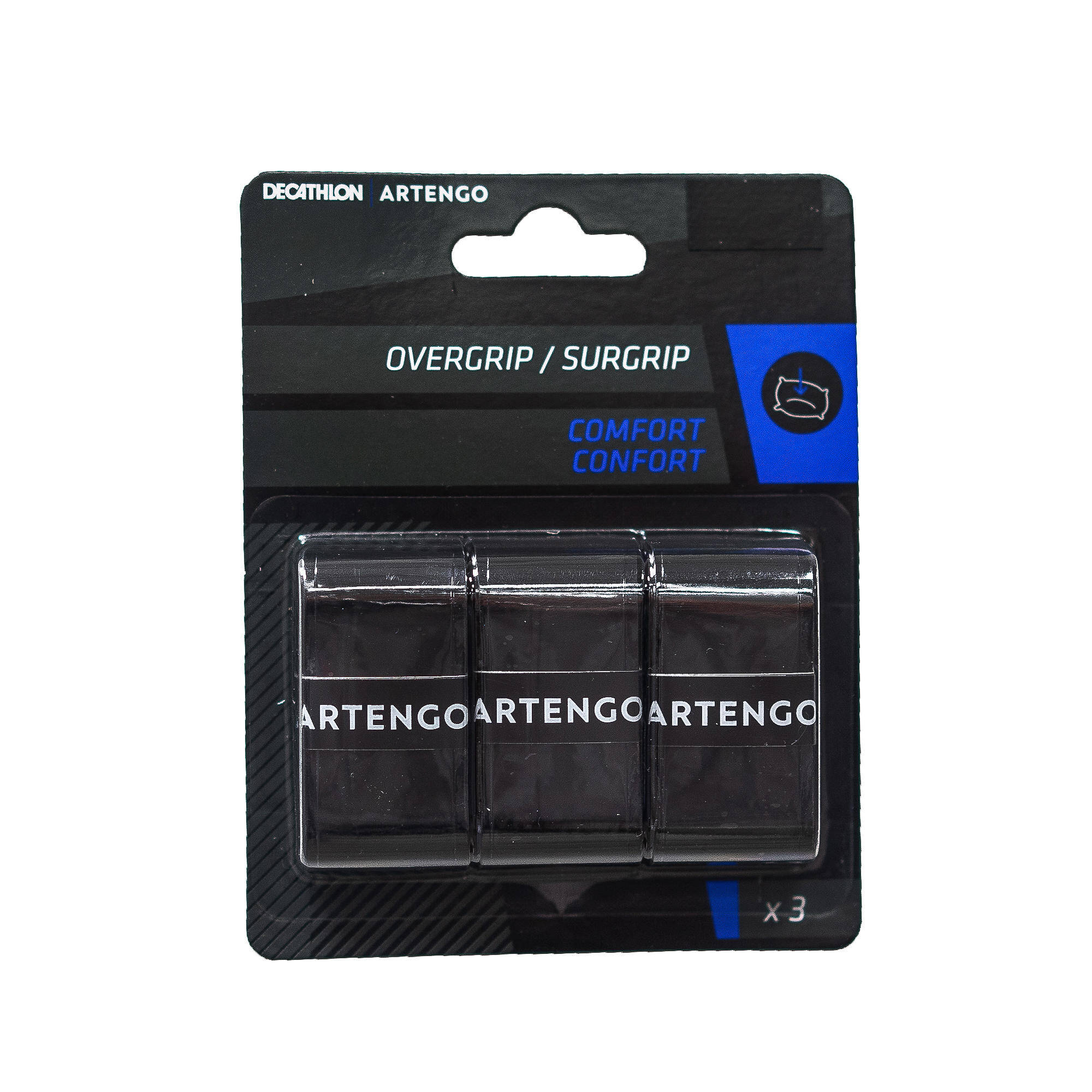 Tennis Racket Overgrip Comfort Black x3 -  1