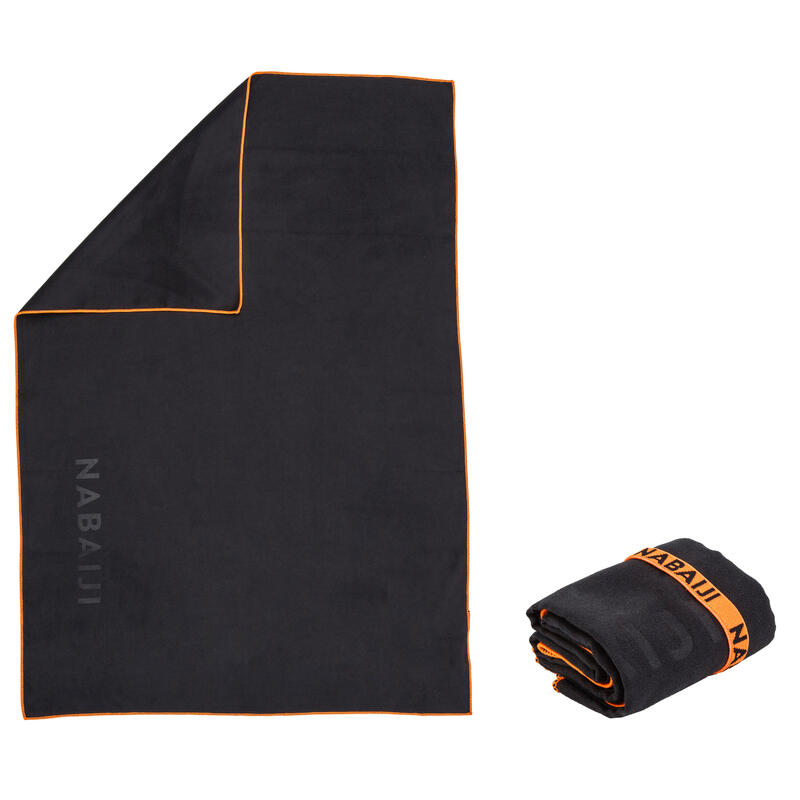 Swimming Microfibre Towel Size M 60 X 80 Cm Dark Grey Decathlon