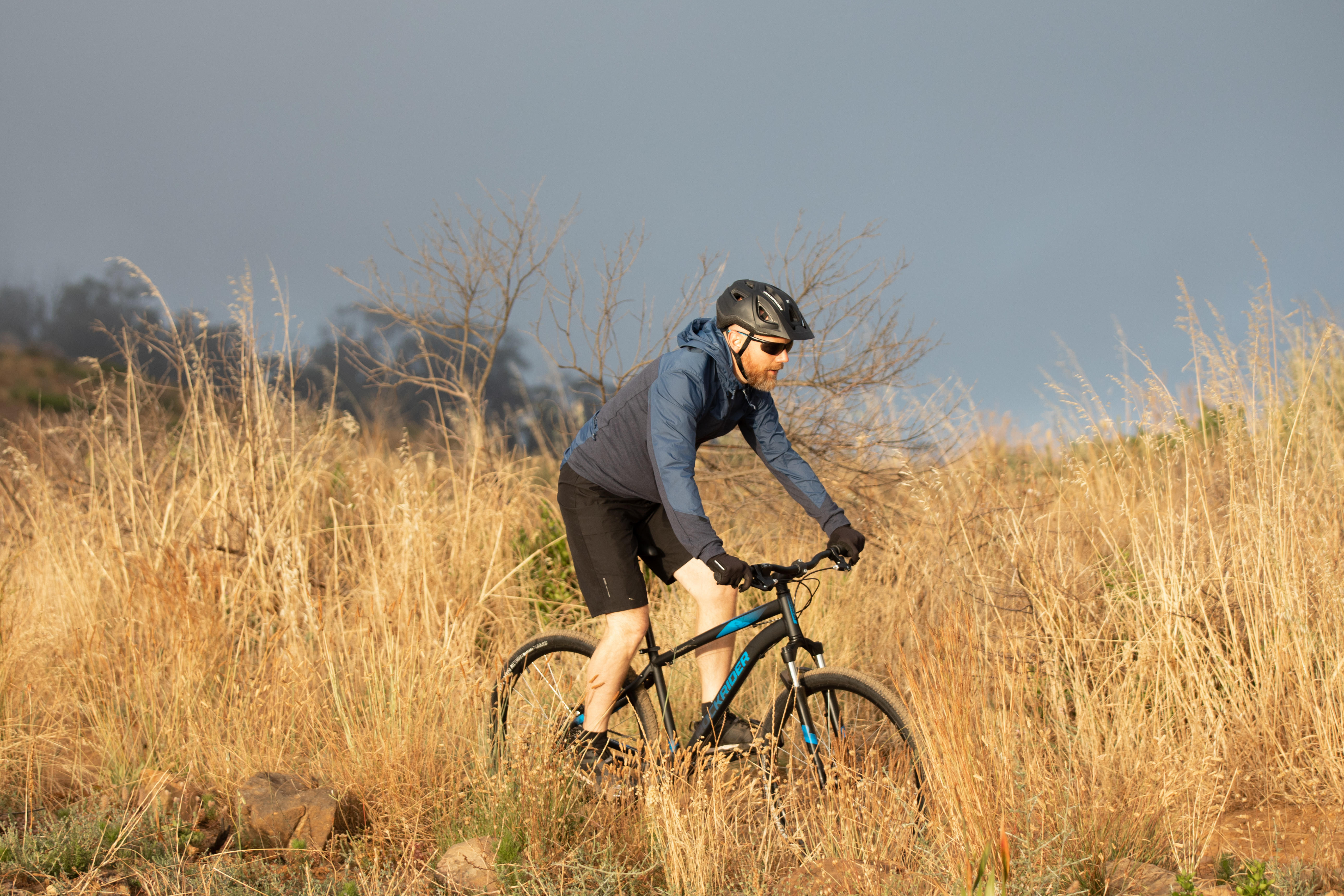 Men's Windproof Mountain Biking Jacket - Blue - ROCKRIDER