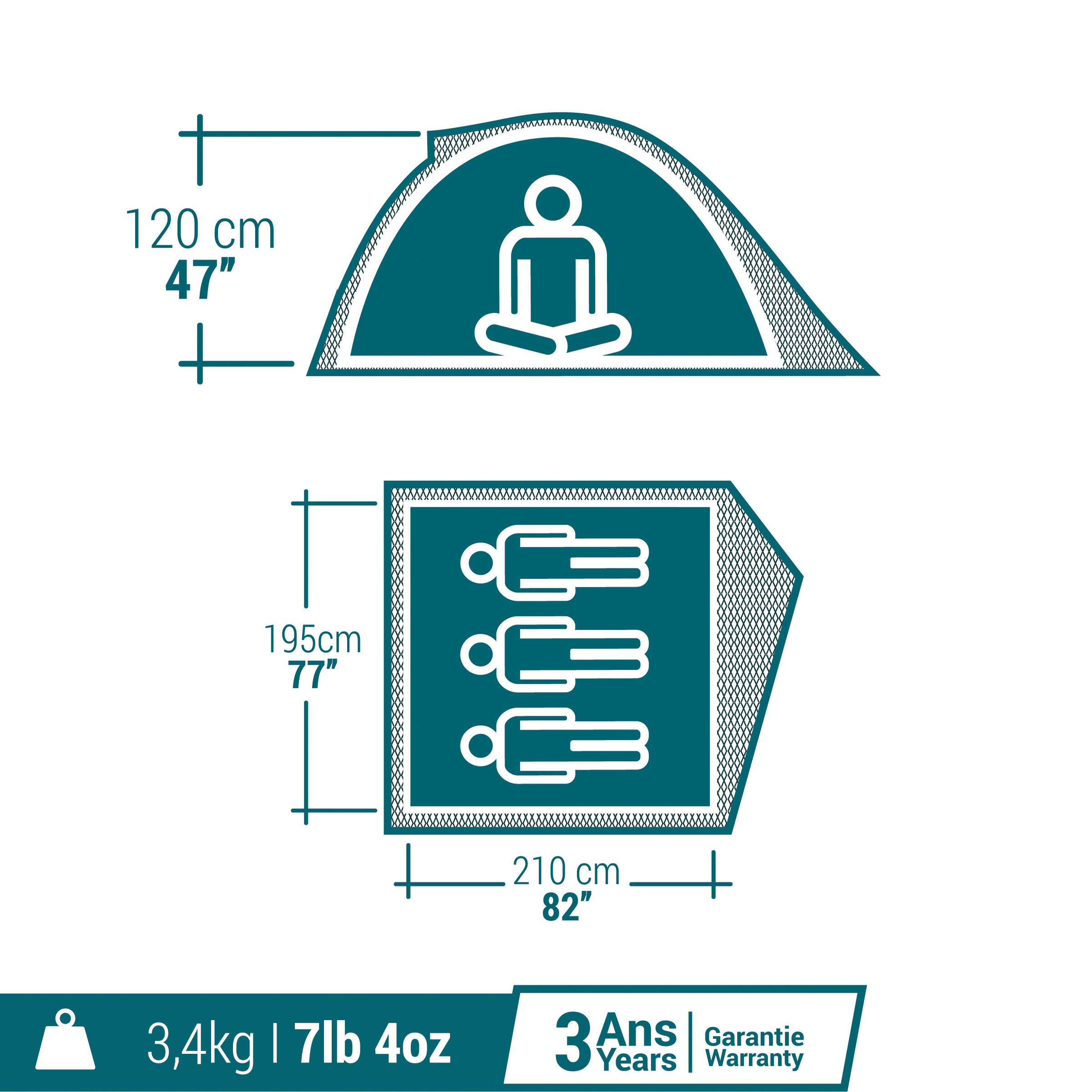 Tente MH100 3 personnes - QUECHUA