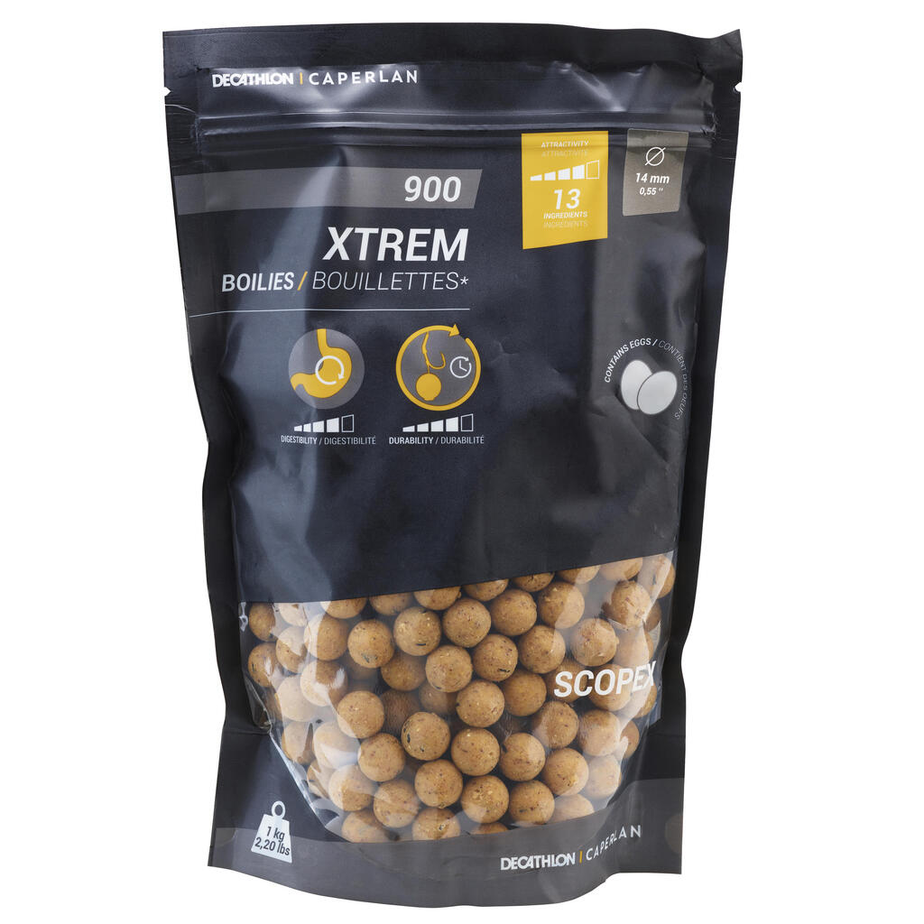 Karpkalade püüdmise boilid XTREM 900, 14 mm, 1 kg, koorikloomad-must pipar