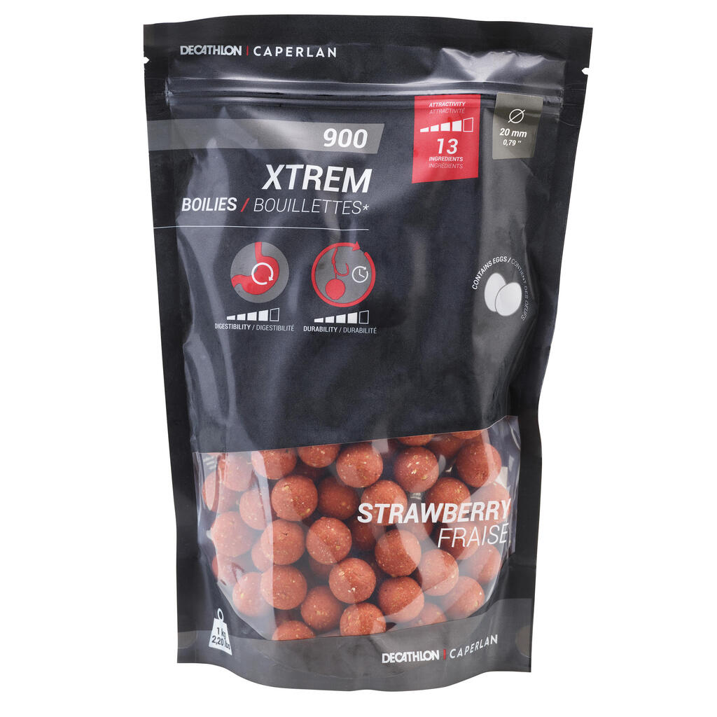 Karpu makšķerēšanas boilas “Xtrem 900”, 20 mm, 1 kg, zemeņu