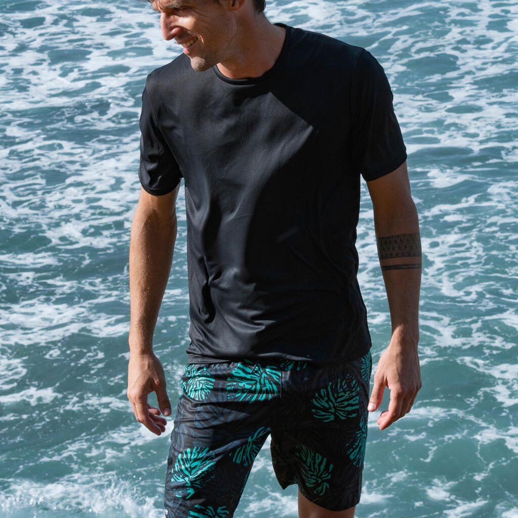 Men's surfing short-sleeve anti-UV WATER T-SHIRT - Black