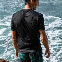 Camiseta Solar Anti-rayos UV Manga Corta Surf Hombre Negro 