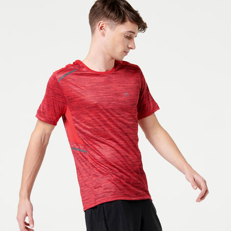 TEE SHIRT RUNNING HOMME RUN DRY + ROUGE chiné