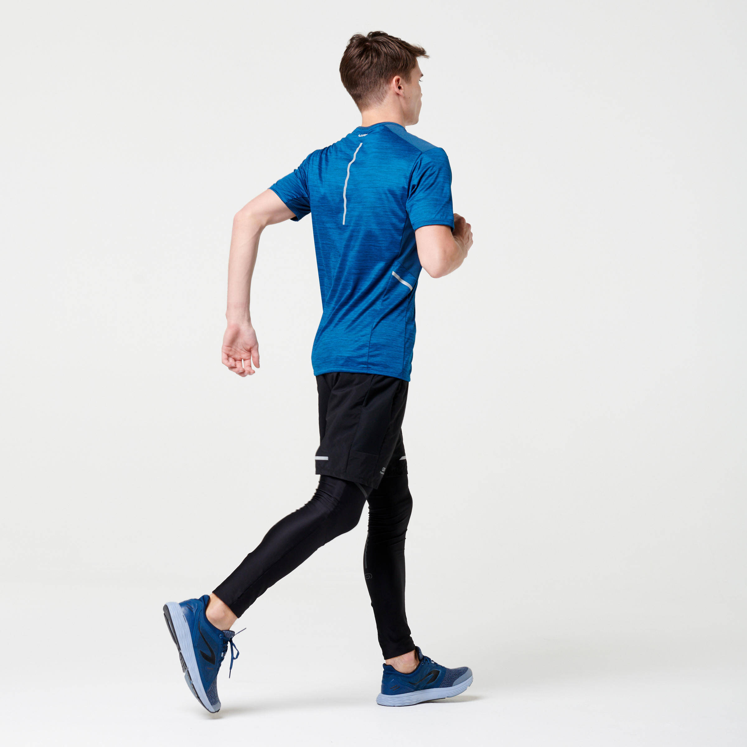Men Running T-Shirt, Quick Dry, Crew Neck - Prussian Blue -  5