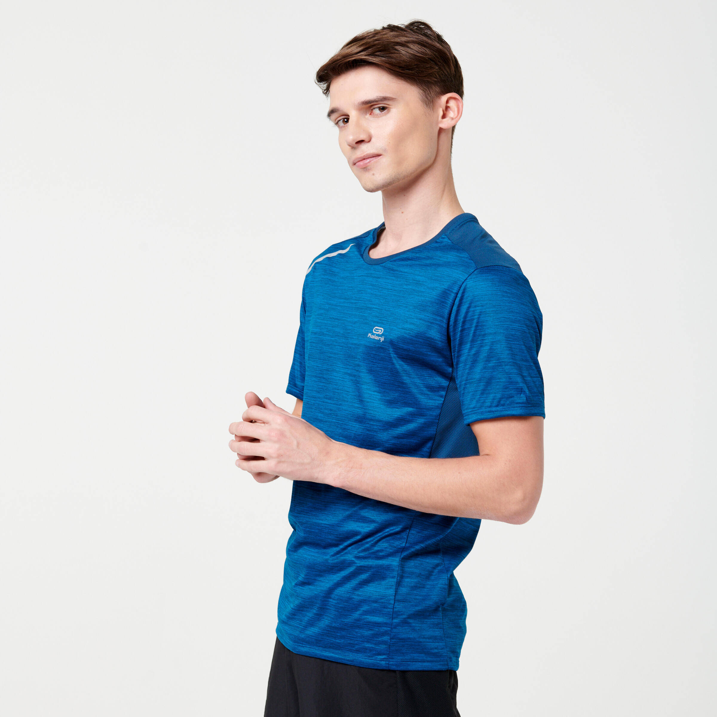 Men Running T-Shirt, Quick Dry, Crew Neck - Prussian Blue -  4
