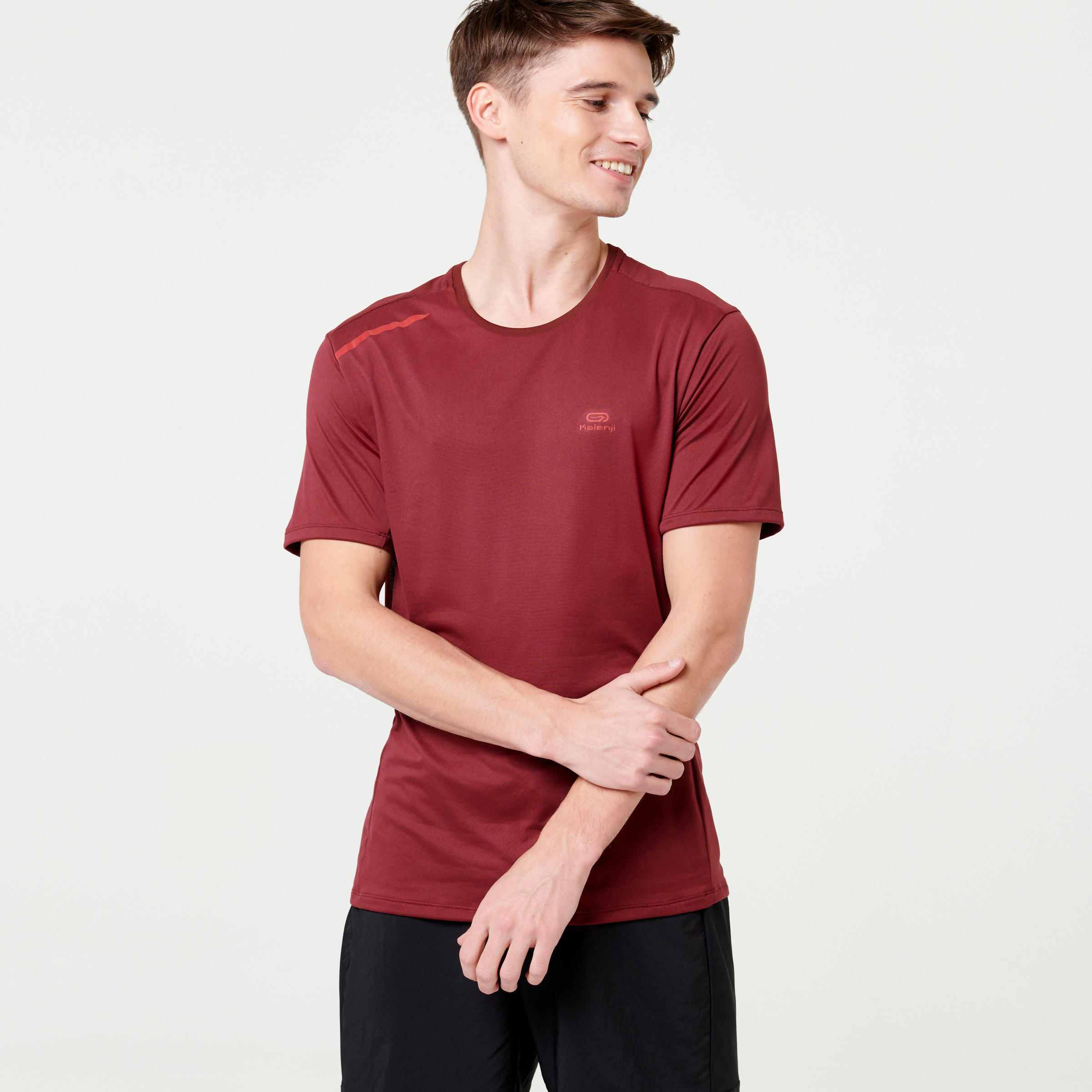 Camiseta Transpirable Hombre Running Dry+ Rojo/Burdeos - Decathlon