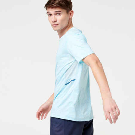 TEE SHIRT RUNNING HOMME RUN DRY + BLEU PASTEL