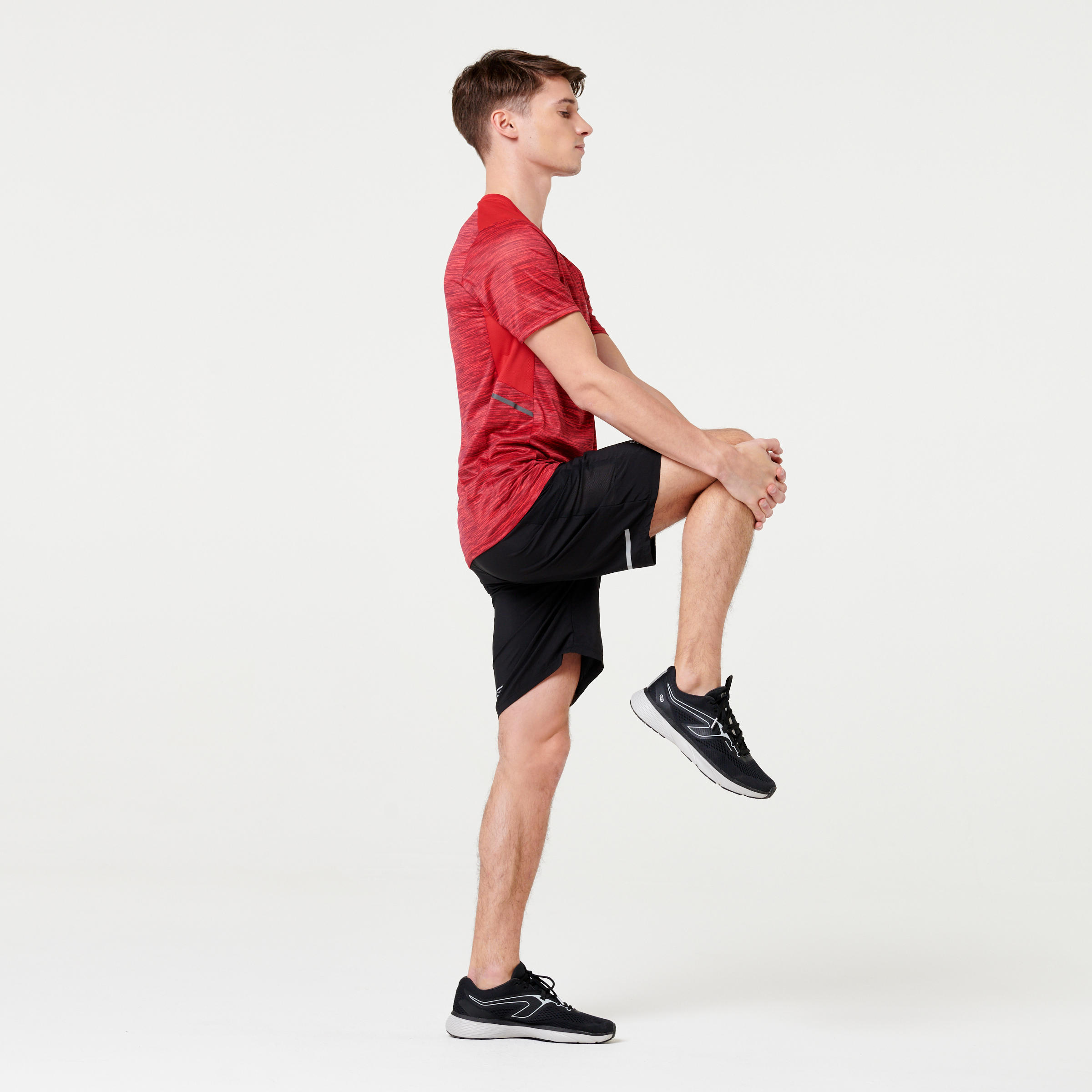 RUN DRY+ MEN'S RUNNING T-SHIRT - MOTTLED RED