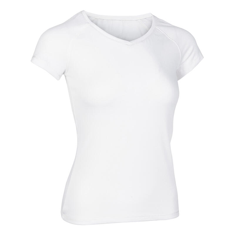 女款修身剪裁溫和健身與皮拉提斯T恤500 - 白色