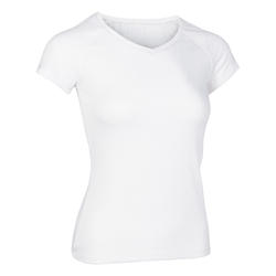 女款修身剪裁溫和健身與皮拉提斯T恤500 - 白色