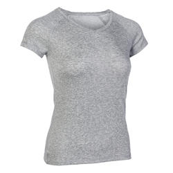 500 Women's Slim-Fit Pilates & Gentle Gym T-Shirt - Blue
