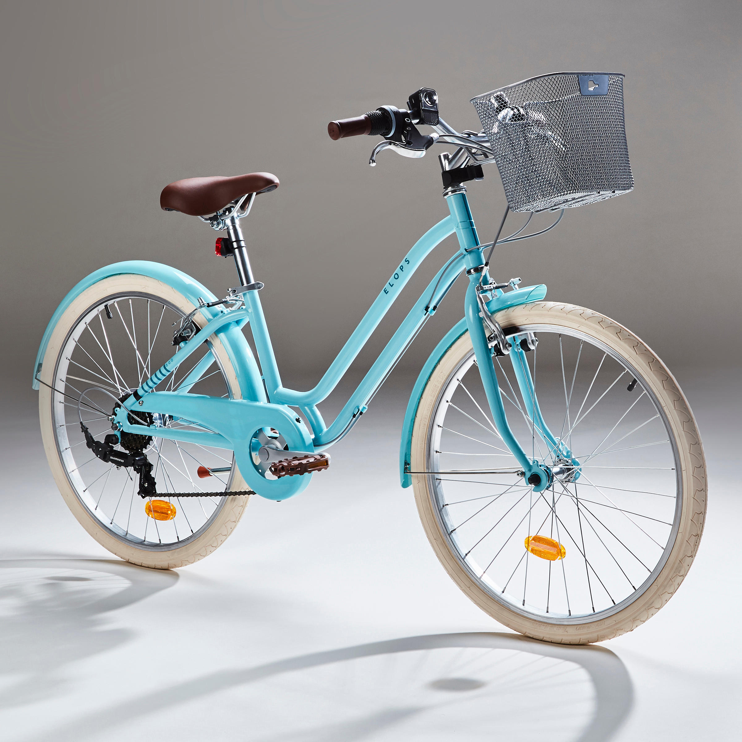 24 Inch KIDS CITY BIKE ELOPS 500 9 12 Years Old light blue BTWIN