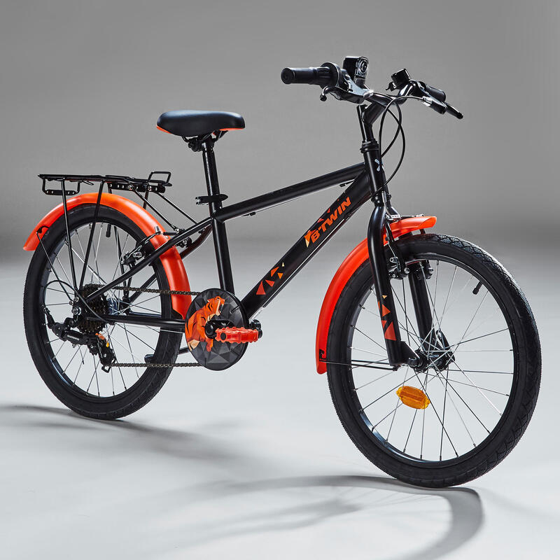 Bicicleta niños 20 pulgadas Btwin 500 negro naranja 6-9 años