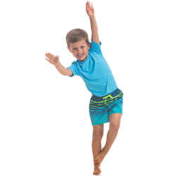 Kids’ swim shorts 100 - striped turquoise