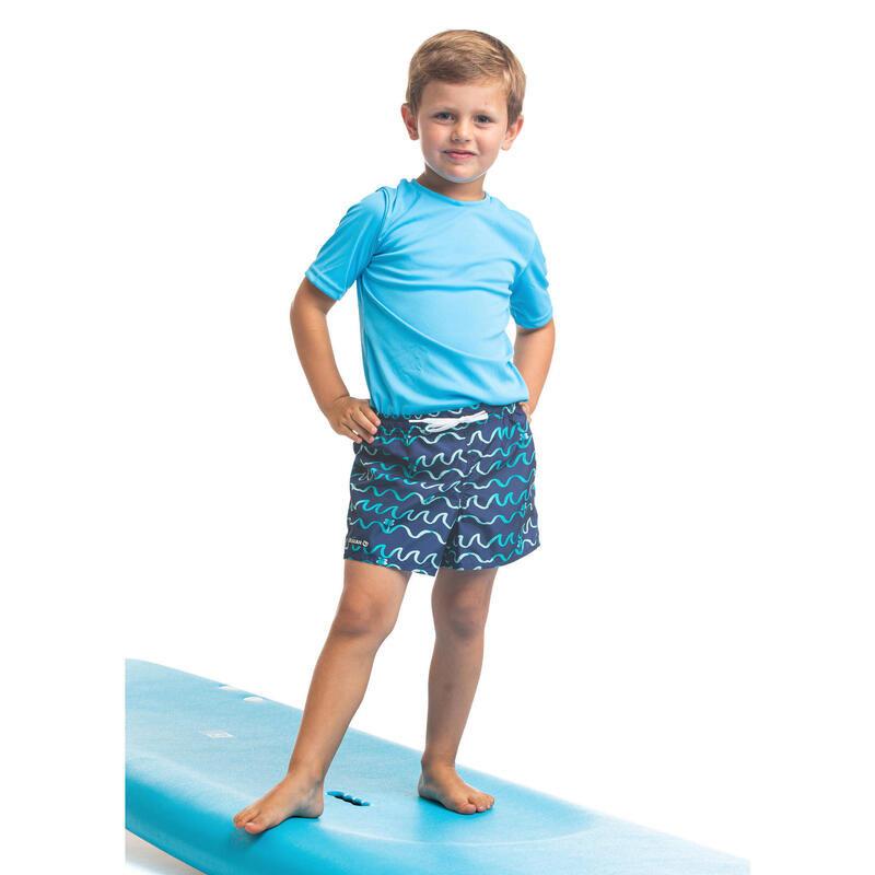 Bañador Niño Surf Corto Olaian 100 Origami Azul