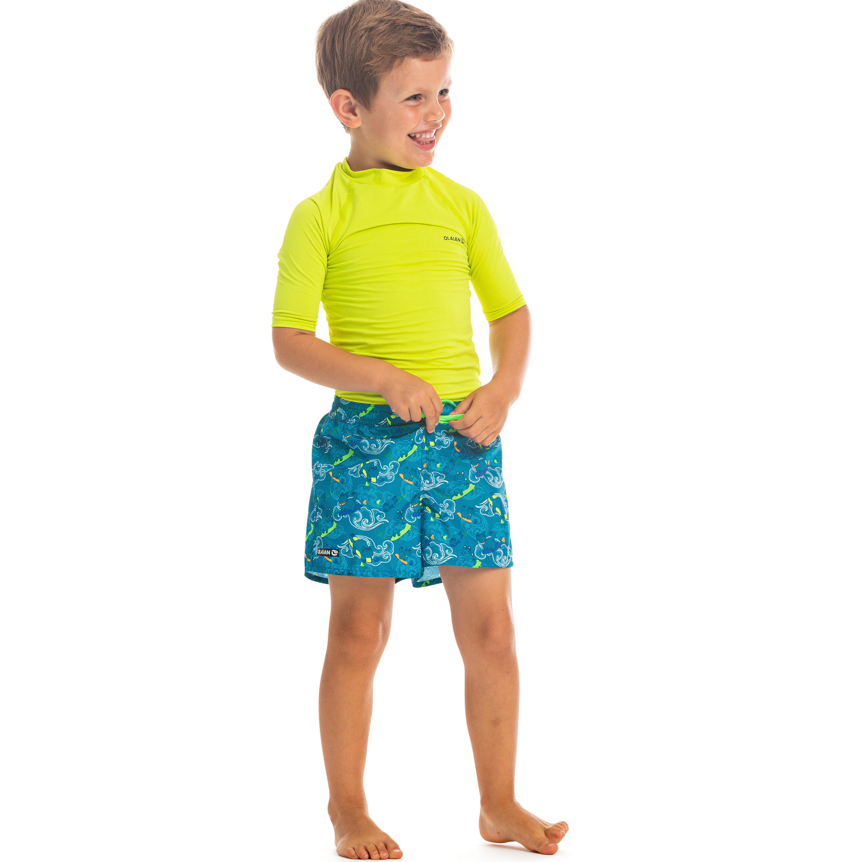 OLAIAN Kids’ swim shorts 100 - turquoise
