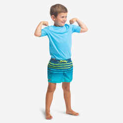 Kids’ swim shorts 100 - striped turquoise