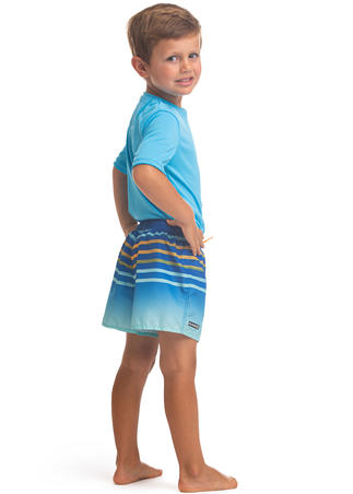 Kids’ swim shorts 100 - striped blue
