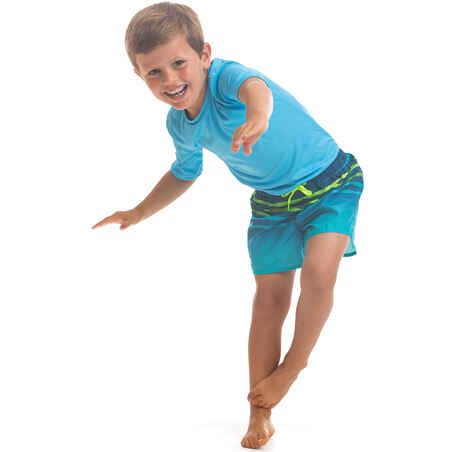 Boy's swim shorts - 100 Tokyo sun turquoise