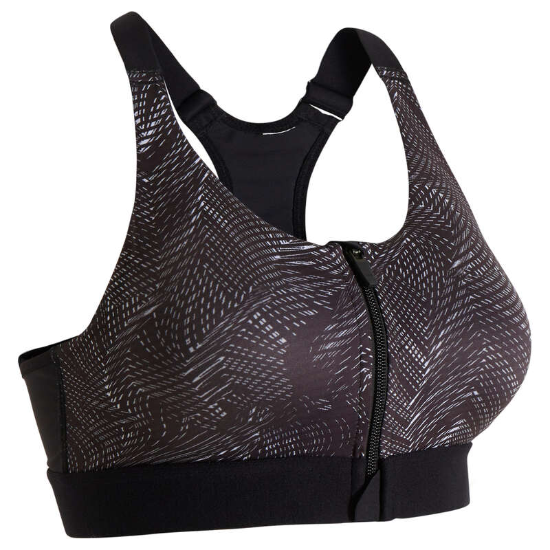 Sport BH Zip FBRA 900 Fitness Cardio Damen Print schwarz ...