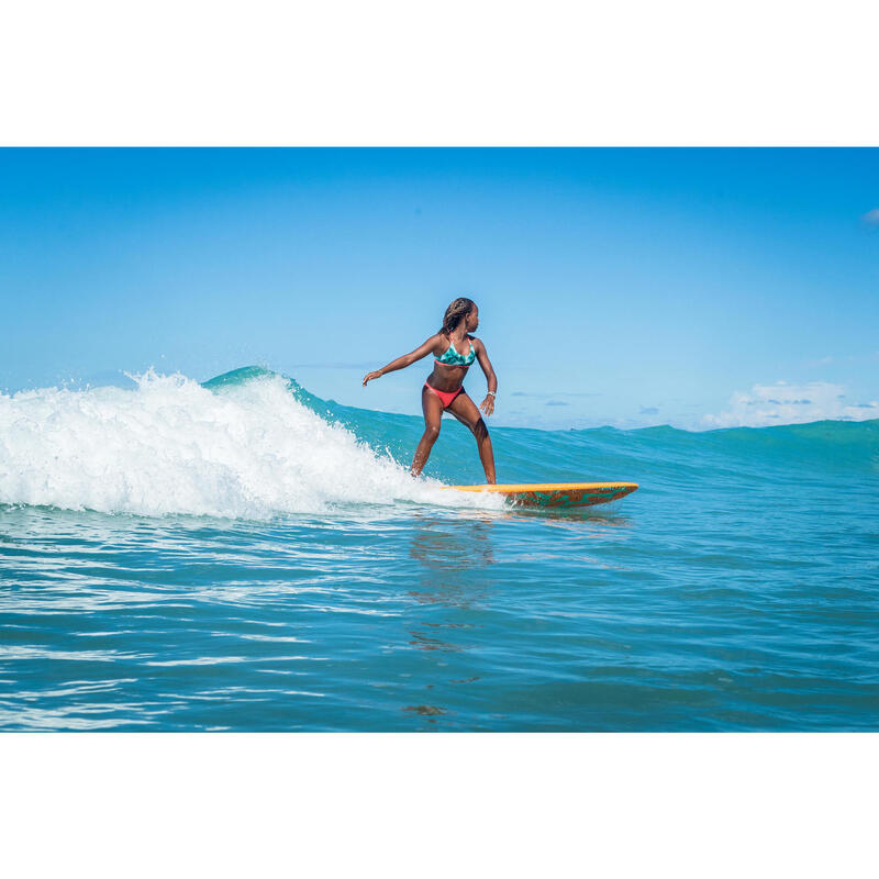 GIRL'S SURF SWIMSUIT TRIANGLE TOP BONDI 500 GREEN