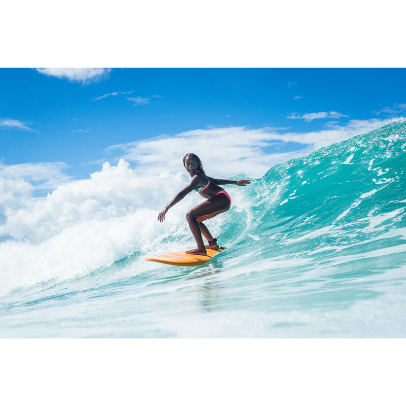 GIRL'S SURF SWIMSUIT TRIANGLE TOP BONDI 500 GREEN