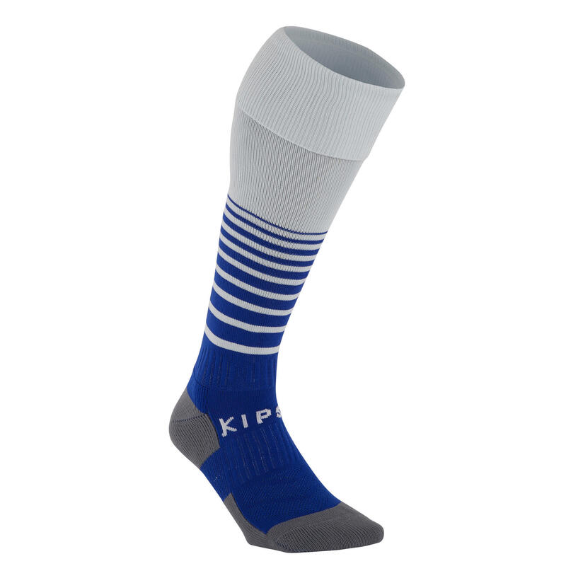 Chaussettes de football TRAXIUM rayées gris et bleu