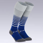 Football Socks F500 - Grey/Blue Stripes