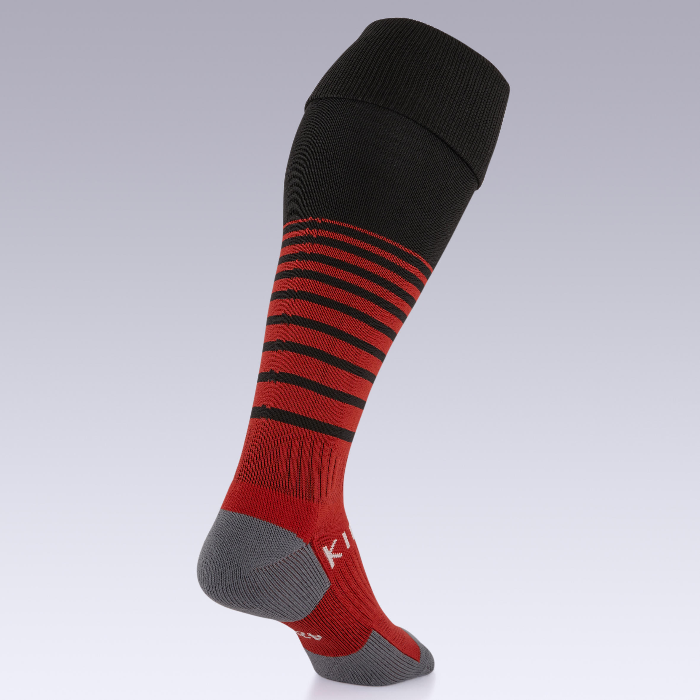 Football Socks F500 - Black/Red Stripes 3/8