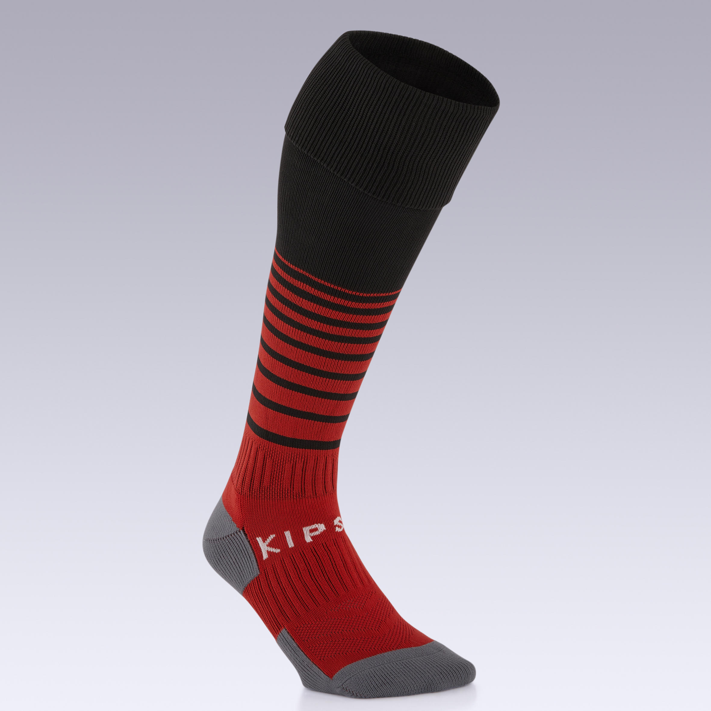Football Socks F500 - Black/Red Stripes 2/8