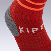 Chaussettes de football VIRALTO SOLO rayées rouge et orange