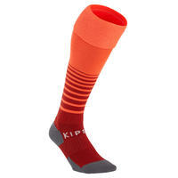 Chaussettes de football VIRALTO SOLO rayées rouge et orange