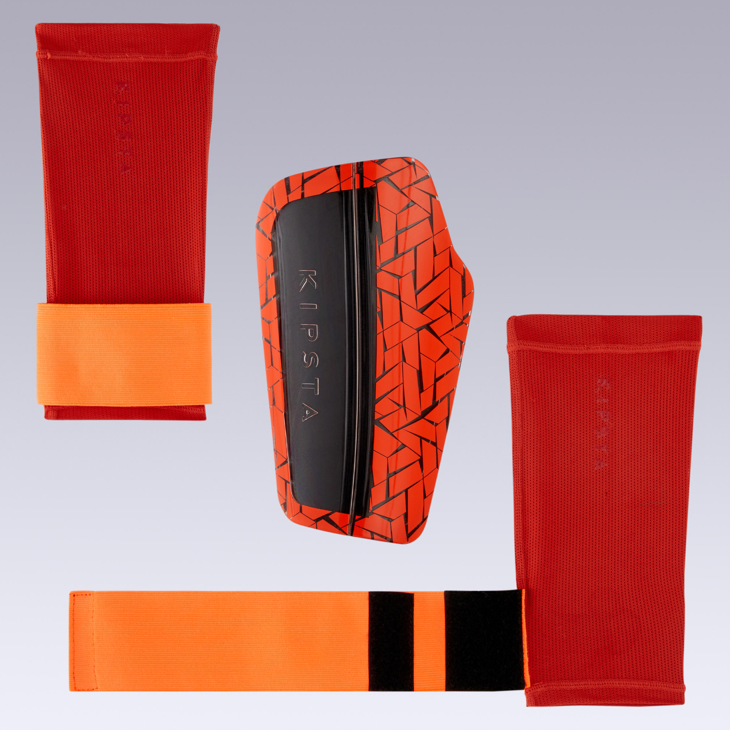 Adult Football Shin Pads 540 TRAXIUM - Red 4/8