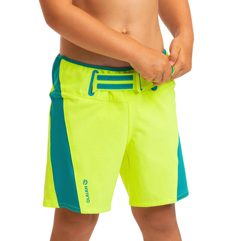 short de bain 500 Kid jaune fluo