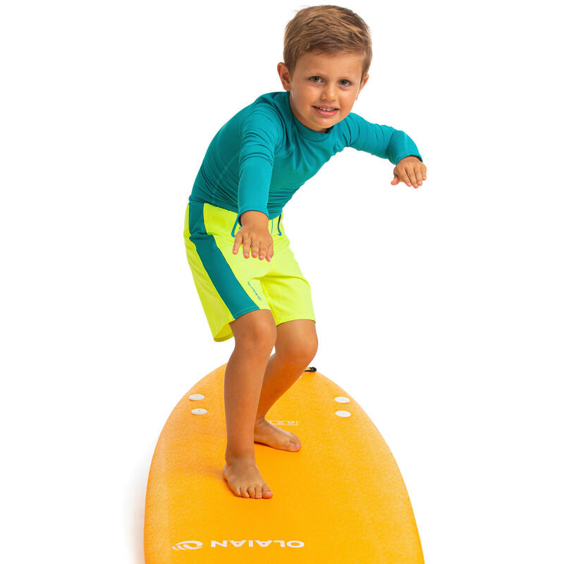 Dětské surfařské kraťasy 500 Kid fluorescenční žluté